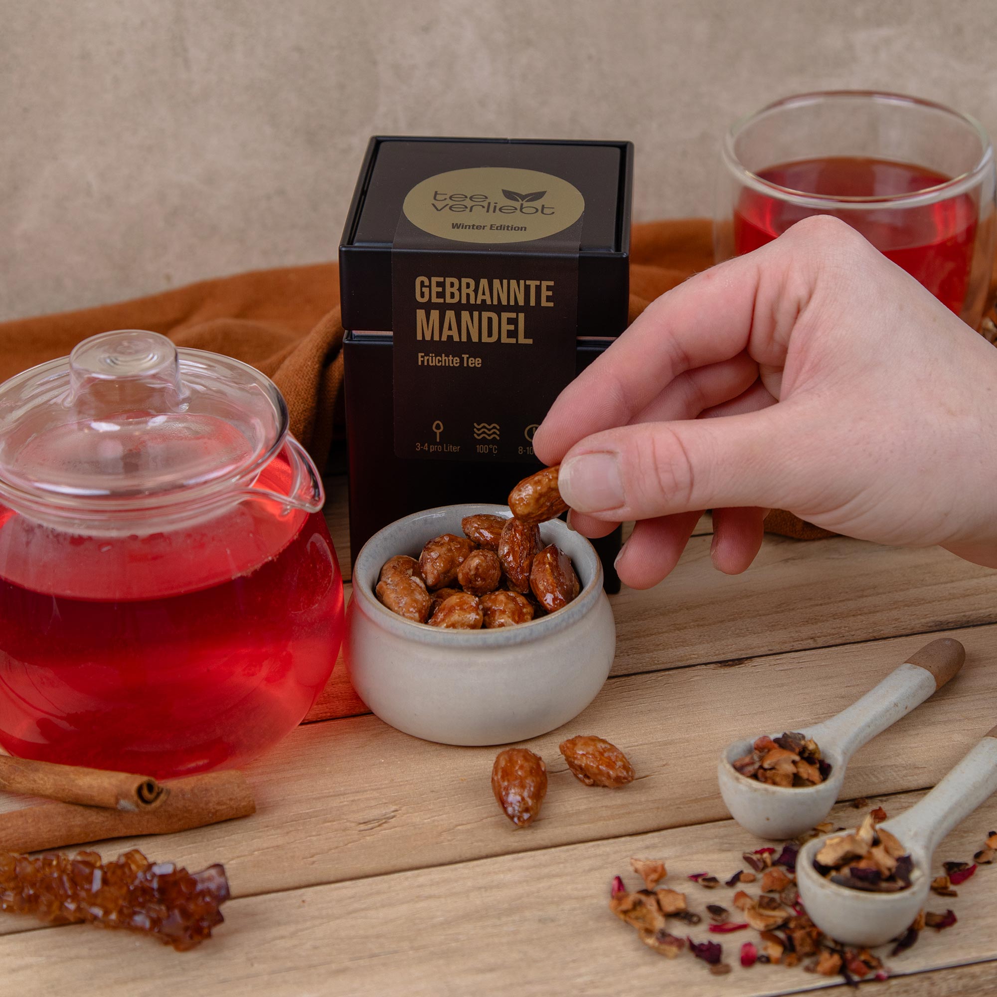 Gebrannte Mandel Geschenkdose | 80g Früchtetee - Winter Edition